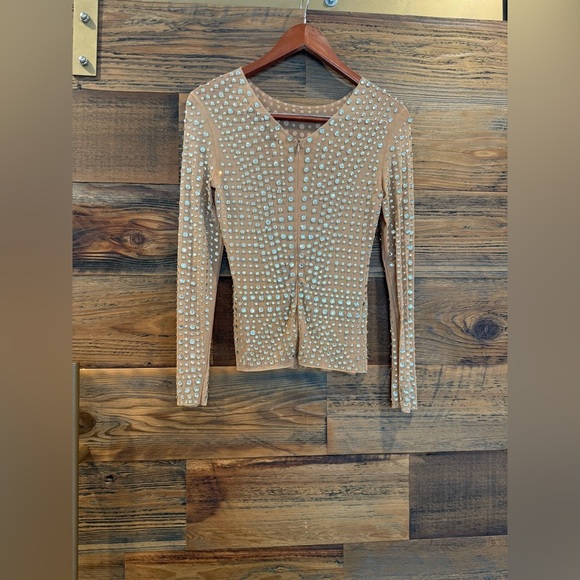 English Factory Cream Embellished Fitted Long Sleeve Top NEW - Picture 3 of 5